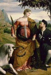 Sainte Justine, vénérée par un patron